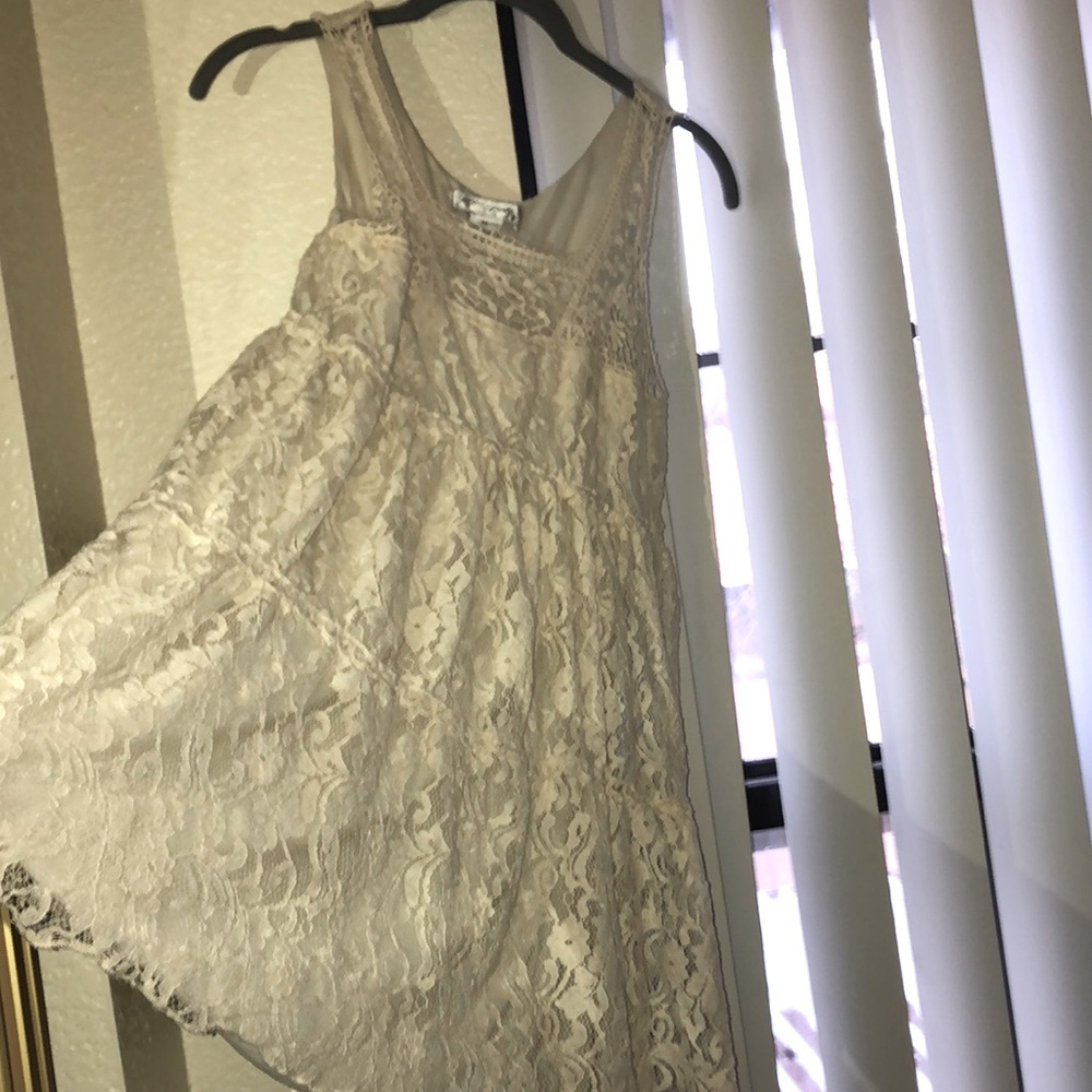 Beige Lace/crochet baby doll top/mini dress